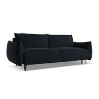 3-SITZER SOFA mit Schlaffunktion Samt Stoff Blau - Blau/Schwarz, Textil/Metall (230/86/105cm) - LaMiaSofa