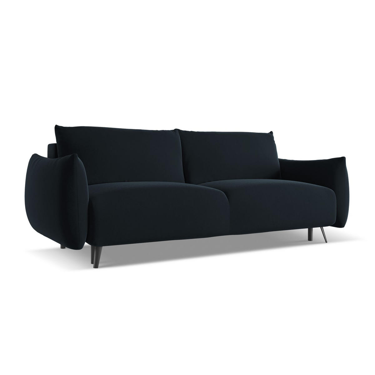 3-SITZER SOFA mit Schlaffunktion Samt Stoff Blau - Blau/Schwarz, Textil/Metall (230/86/105cm) - LaMiaSofa