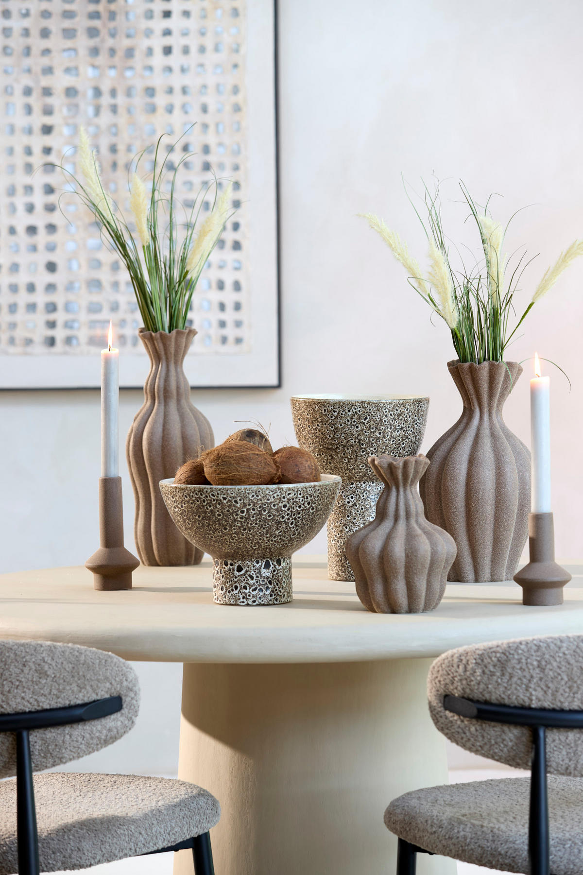 SCHALE Kavala Weiß Ø31,5/21 cm - Weiß, Keramik (31.5/21cm) - Light & Living