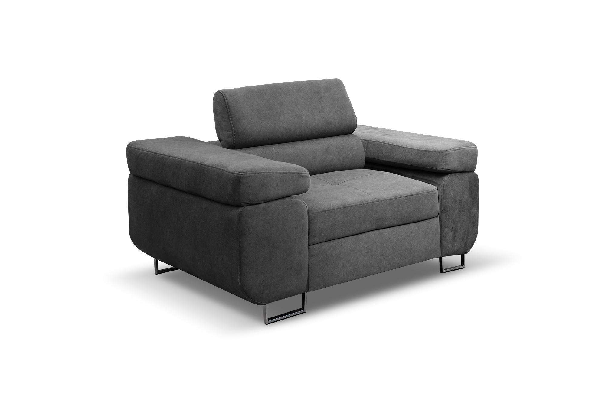 SESSEL Marlene, 135 cm, mit verstellbaren Kopfstützen, grau - Dunkelgrau, Kunststoff (135/87/97cm) - Margaret Hadas24