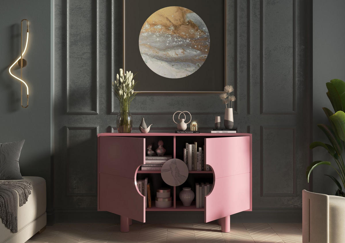 SIDEBOARD Zoe, Mit Marmor, 140 cm, Rosa - Hellrosa, Holz/Holzwerkstoff (140/90/40cm) - Dancan