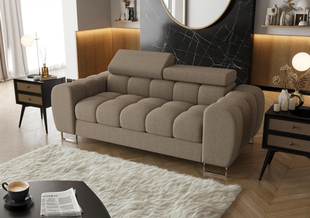 SOFA 2-sitzer Bastien In Stoff Gemma - Beige, Holzwerkstoff/Textil (195/95/97cm) - Fun Möbel