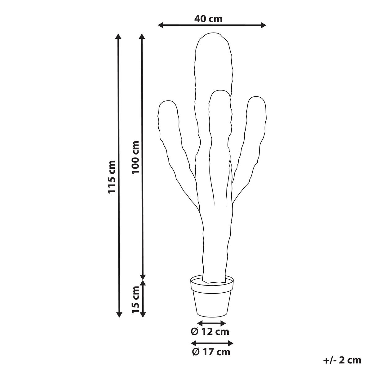 KUNSTPFLANZE im Blumentopf 115 cm Grün Marocco Cereus - Grün, Kunststoff (115cm) - Beliani