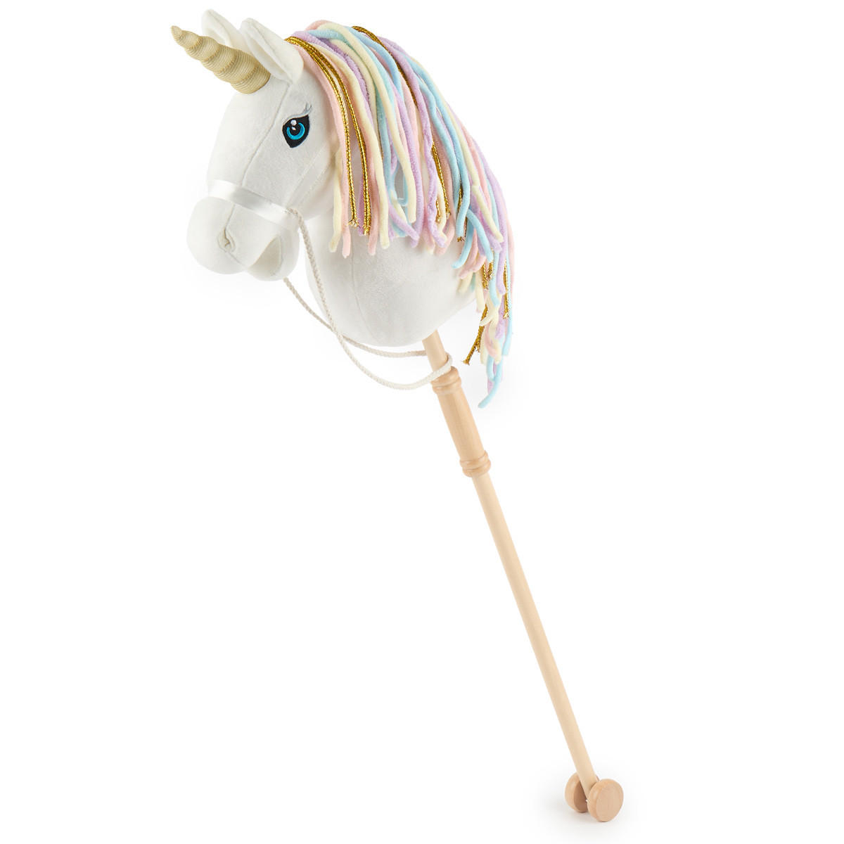 STECKENPFERD Einhorn Rainbow aus Holz - Weiß, Textil (33/92cm) - Bieco Spielwaren