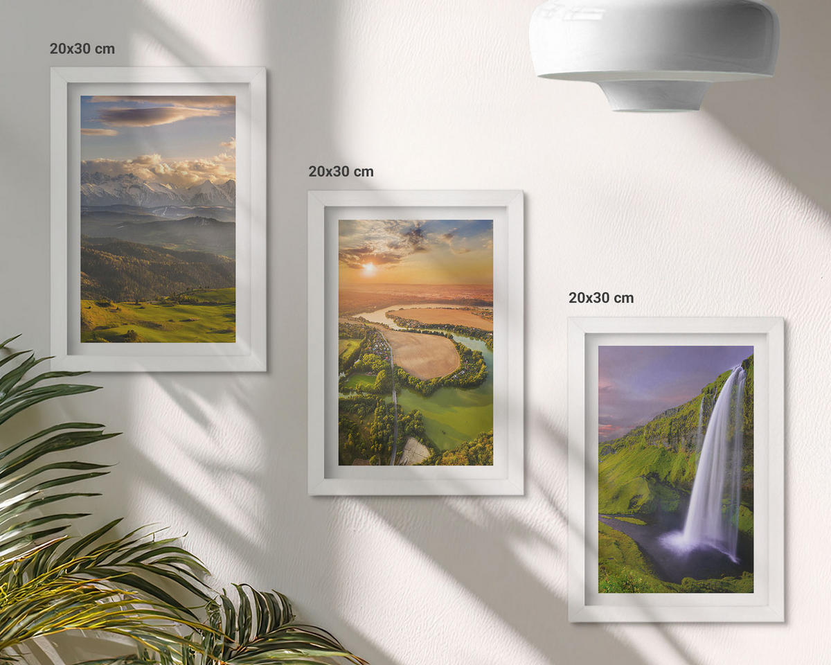 WANDBILDER 3er-Set - 20x30 cm Weißer Rahmen - Gebirgsflüsse, Wasserfälle, Natur - Weiß, Kunststoff (20/30cm) - ArtPrintCave