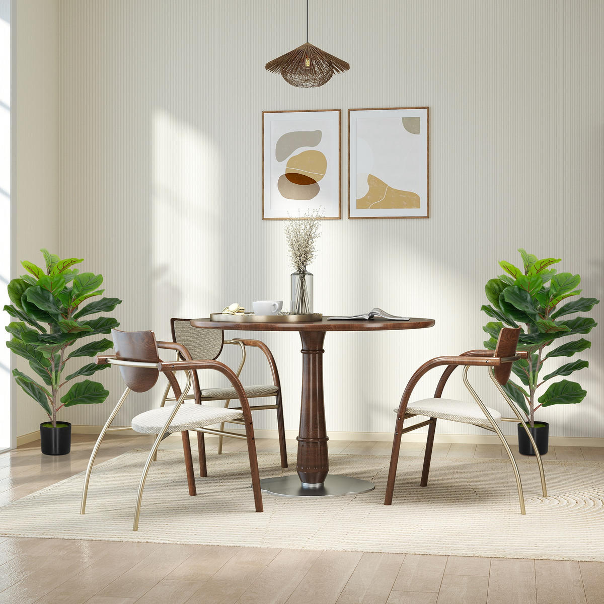 KUNSTPFLANZE 2er-Set DE-16626 80 cm, 31 Blätter, flockierte Erde Grün - Grün, Kunststoff (80cm) - ComfortXL