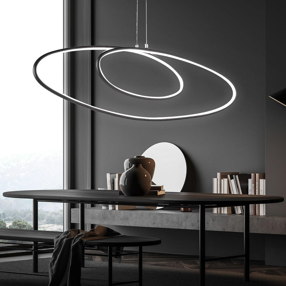 LED HÄNGELEUCHTE Metall Schwarz - Schwarz, Metall (113.5/28/150cm) - Wofi