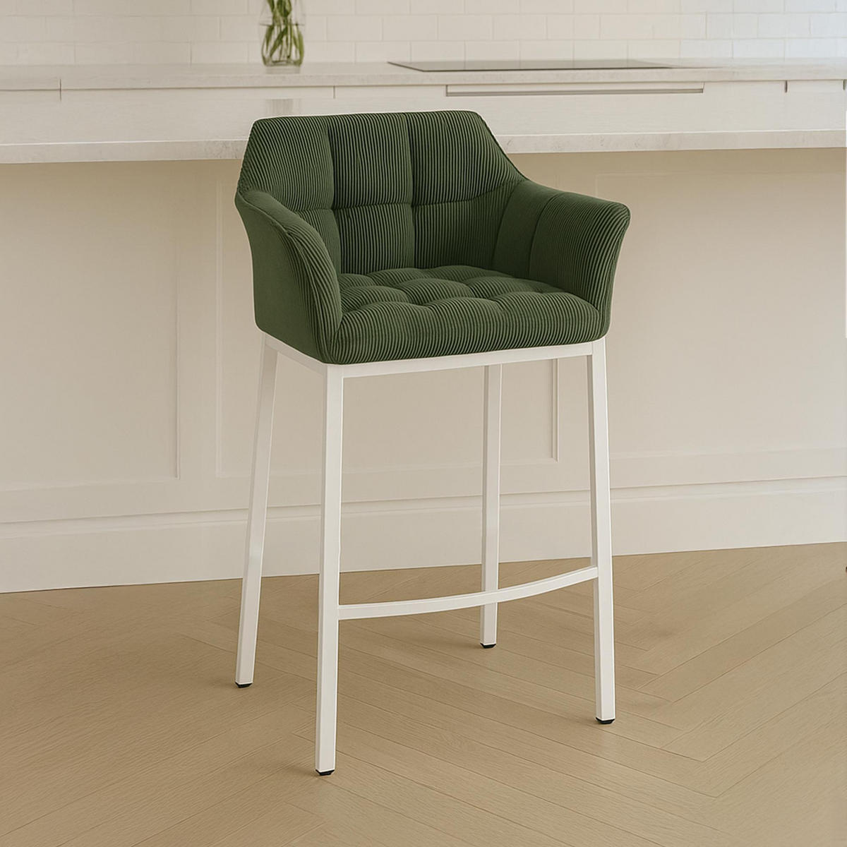 BARHOCKER Metall Grün - Weiß/Grün, Metall (64/110/48cm) - CLP
