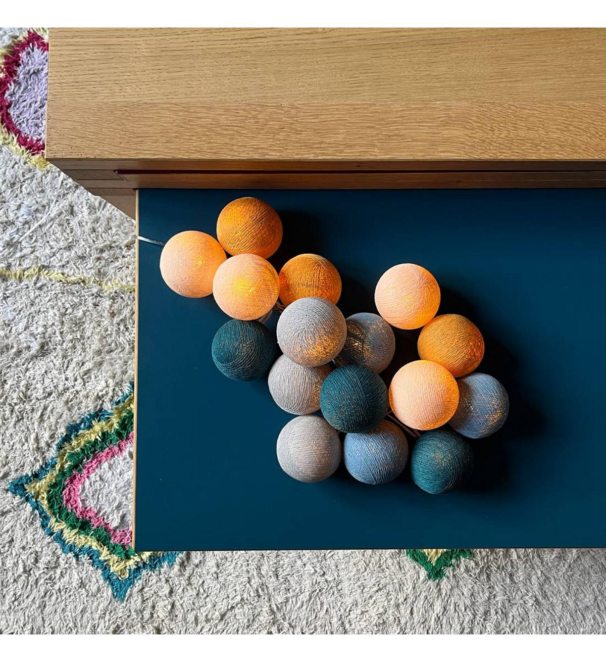 LICHTERKETTE LED Boxen - Nuit Etoilée - Blau und Gelb - Dunkelblau, Textil (165cm) - La case du cousin paul