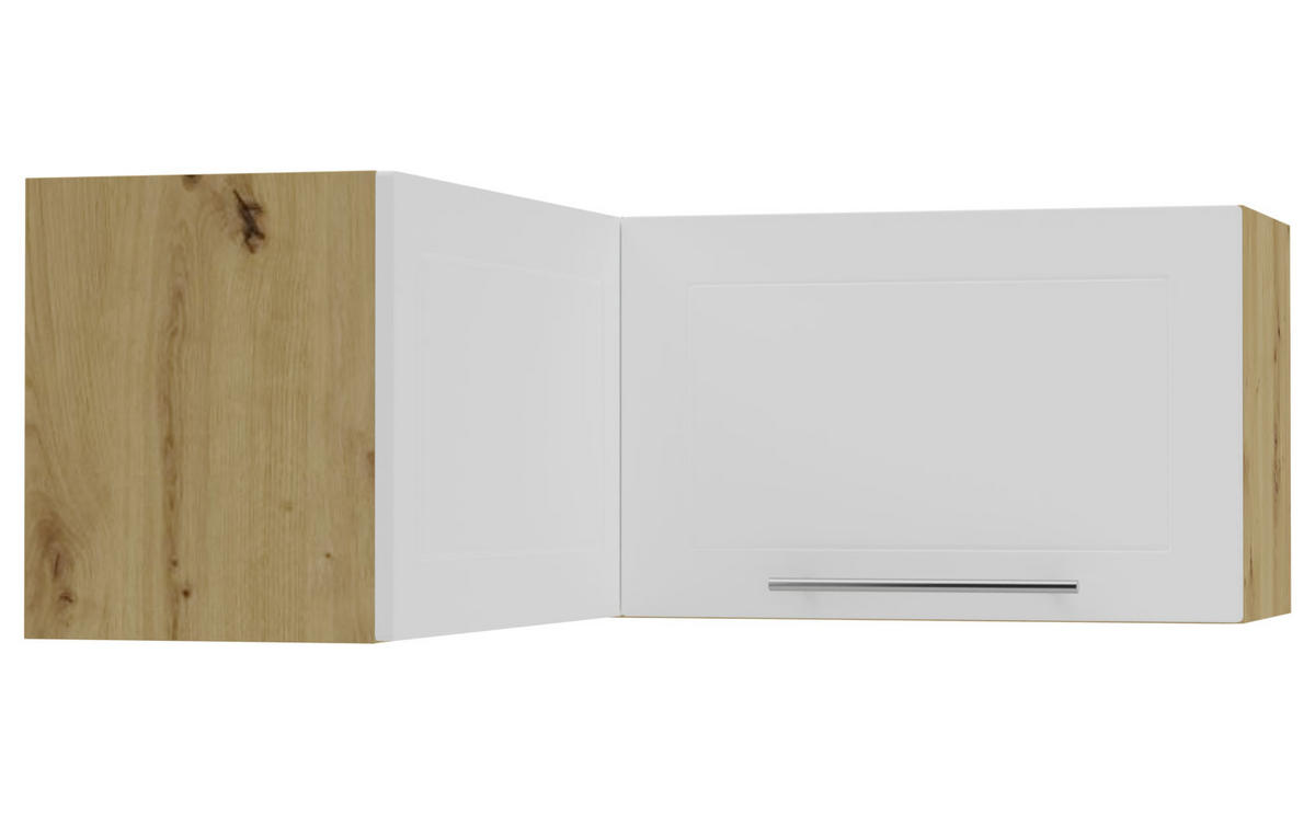 ECKHÄNGESCHRANK Kvantum W14/90/36 Weiß Matt / Eiche Artisan Matt 90 / 90 / 36cm - Eiche Artisan/Weiß, Holz/Holzwerkstoff (90/36/90cm) - Feldmann-Wohnen