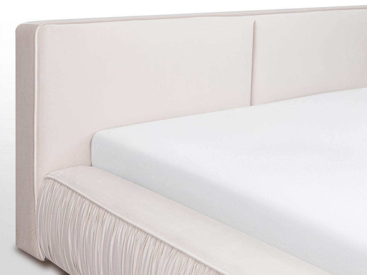 POLSTERBETT Liva Hellbeige 180/200 cm Samt mit Bettkasten - Beige, Textil/Metall (180/200cm) - wonello