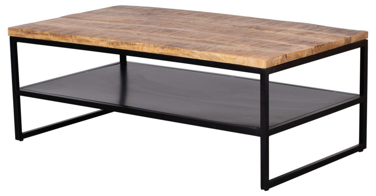 COUCHTISCH Sicilia 110 x 60 cm - Mangoholz natur - Schwarz/Braun, Holz/Metall (60/110/41cm) - bene living