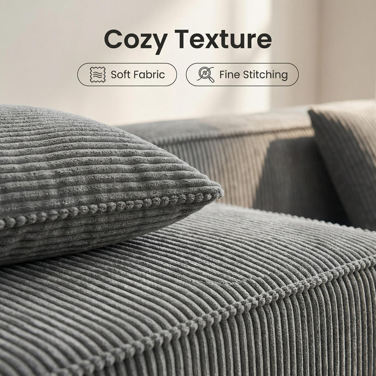 ECKSOFA 277/165.5/65.5 cm Grau mit Fußbank - Grau, Textil (279/165cm) - Oxeza