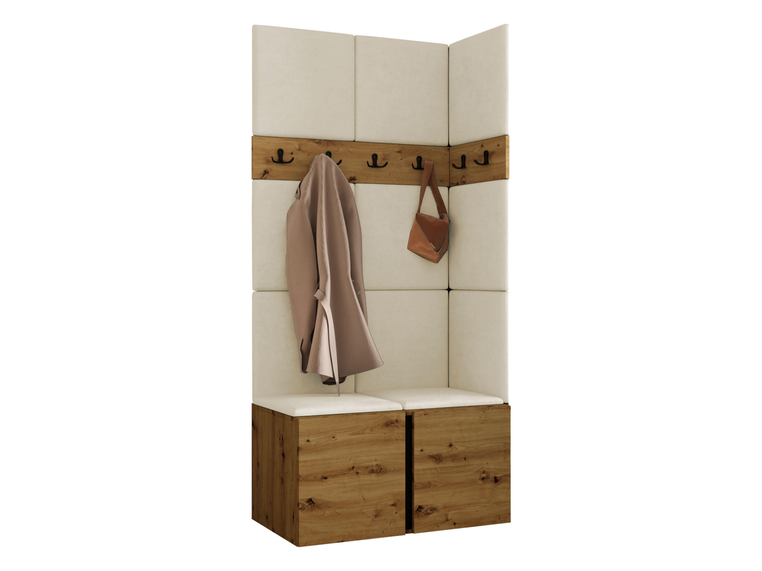 MOBILIER PENTRU HOL Orion I - bej/stejar Artisan, material plastic/compozit lemnos (84/186/46cm) - MIRJAN24