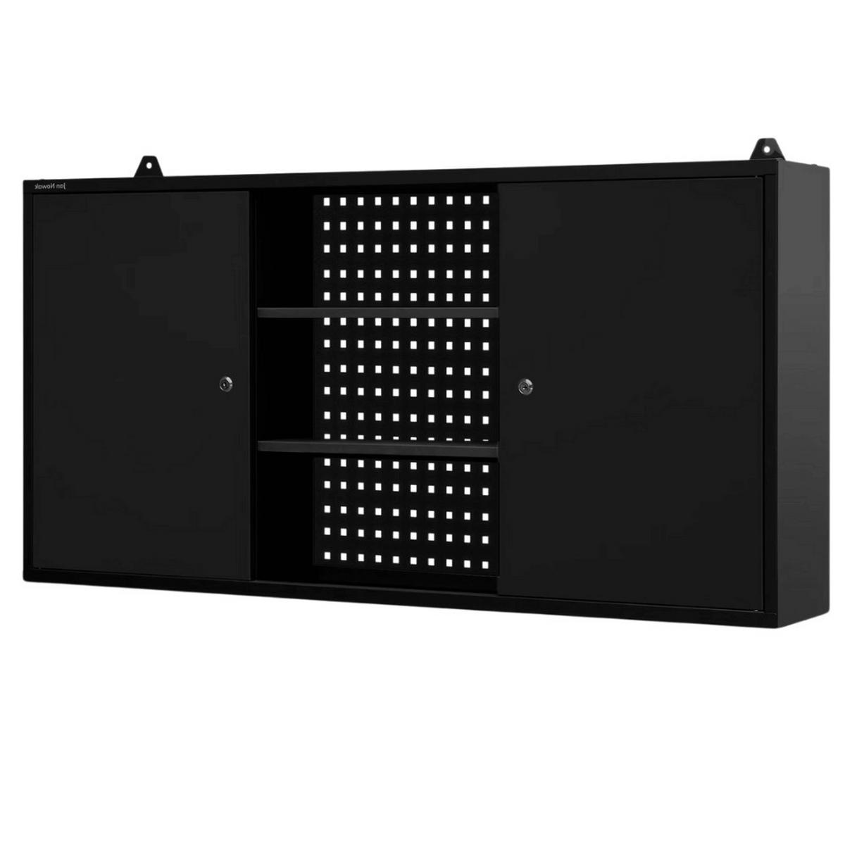 HÄNGESCHRANK Werkstatt abschließbar OLIS 60x120x20cm Schwarz - Schwarz, Metall (120/60/20cm) - DELUKE