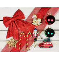 WEIHNACHTSBAUMSCHMUCK-SET WEIHNACHTSSYMBOL 152-teilig, für Weihnachtsbäume 240–270 cm, inkl. Aufbewahrungsbox - Blau/Rot, Glas/Kunststoff (55/50/75cm) - LAALU