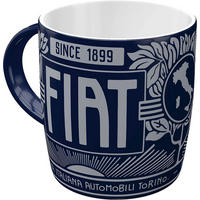 KAFFEETASSE 330 ml Fiat Fiat Since 1899 Logo Blue - Multicolor, Keramik (0.33L) - Nostalgic-Art