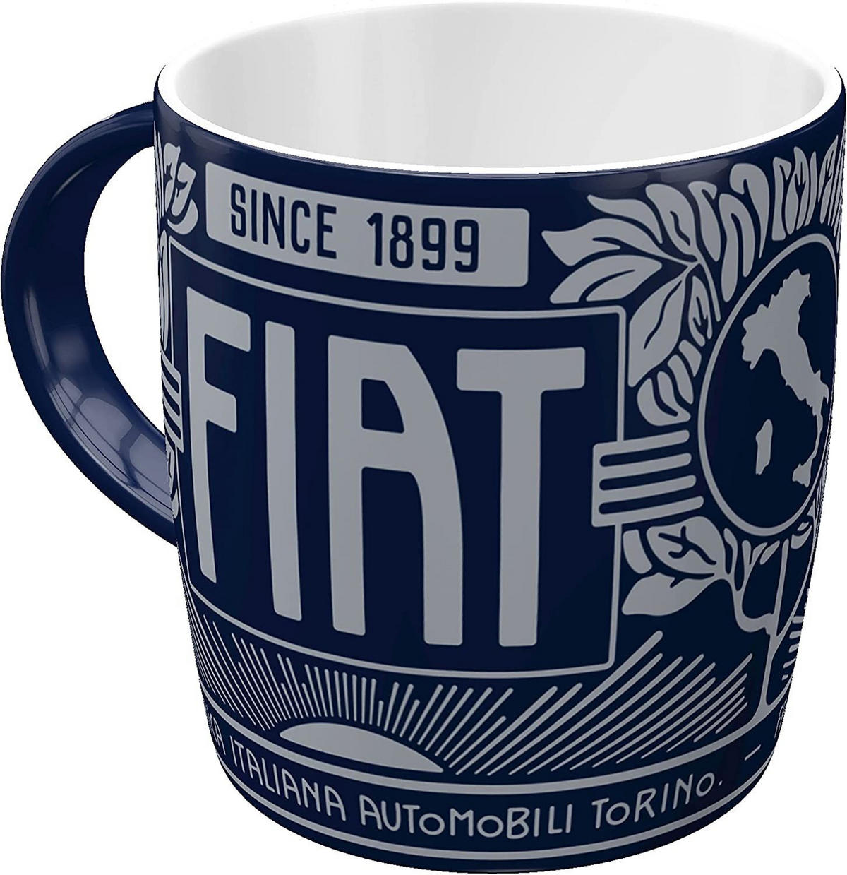 KAFFEETASSE 330 ml Fiat Fiat Since 1899 Logo Blue - Multicolor, Keramik (0.33L) - Nostalgic-Art