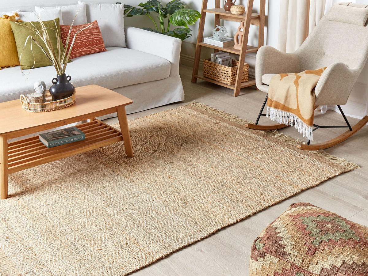 TEPPICH geflochten Abana 230/160 cm - Beige, Naturmaterialien (160/230cm) - Beliani