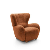 SESSEL MIST, Polstersessel Klassisch Loungesessel, Bucle-Stoff Orange - Orange, Holz/Holzwerkstoff (88/91/100cm) - MASSENO