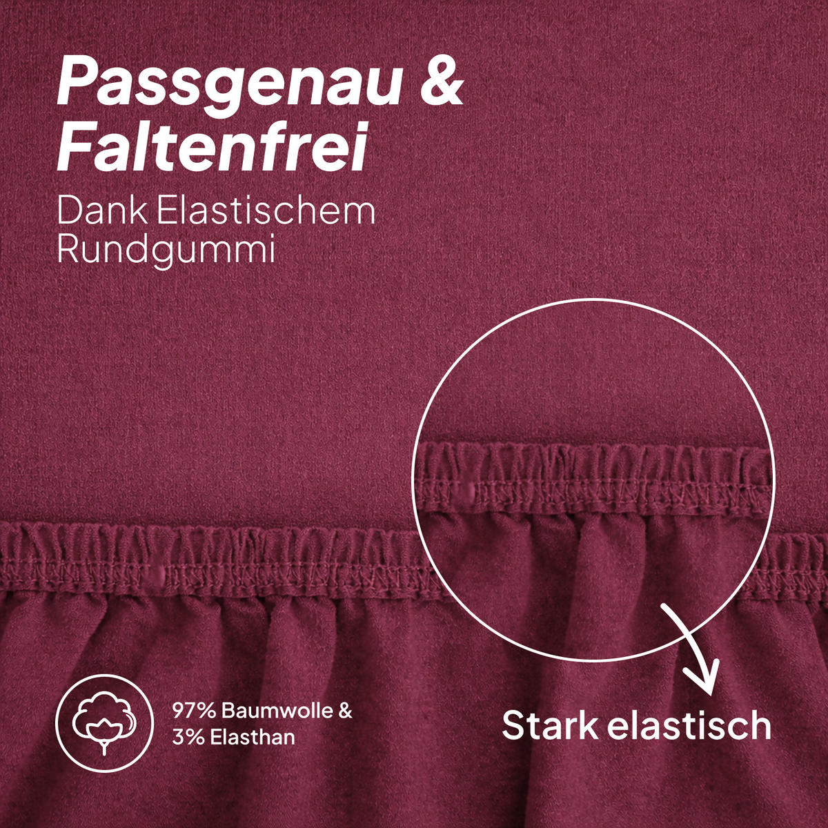 SPANNBETTLAKEN TOPPER 100/210/12 cm Bordeaux - Bordeaux, Textil (100/210cm) - AM Qualitätsmatratzen