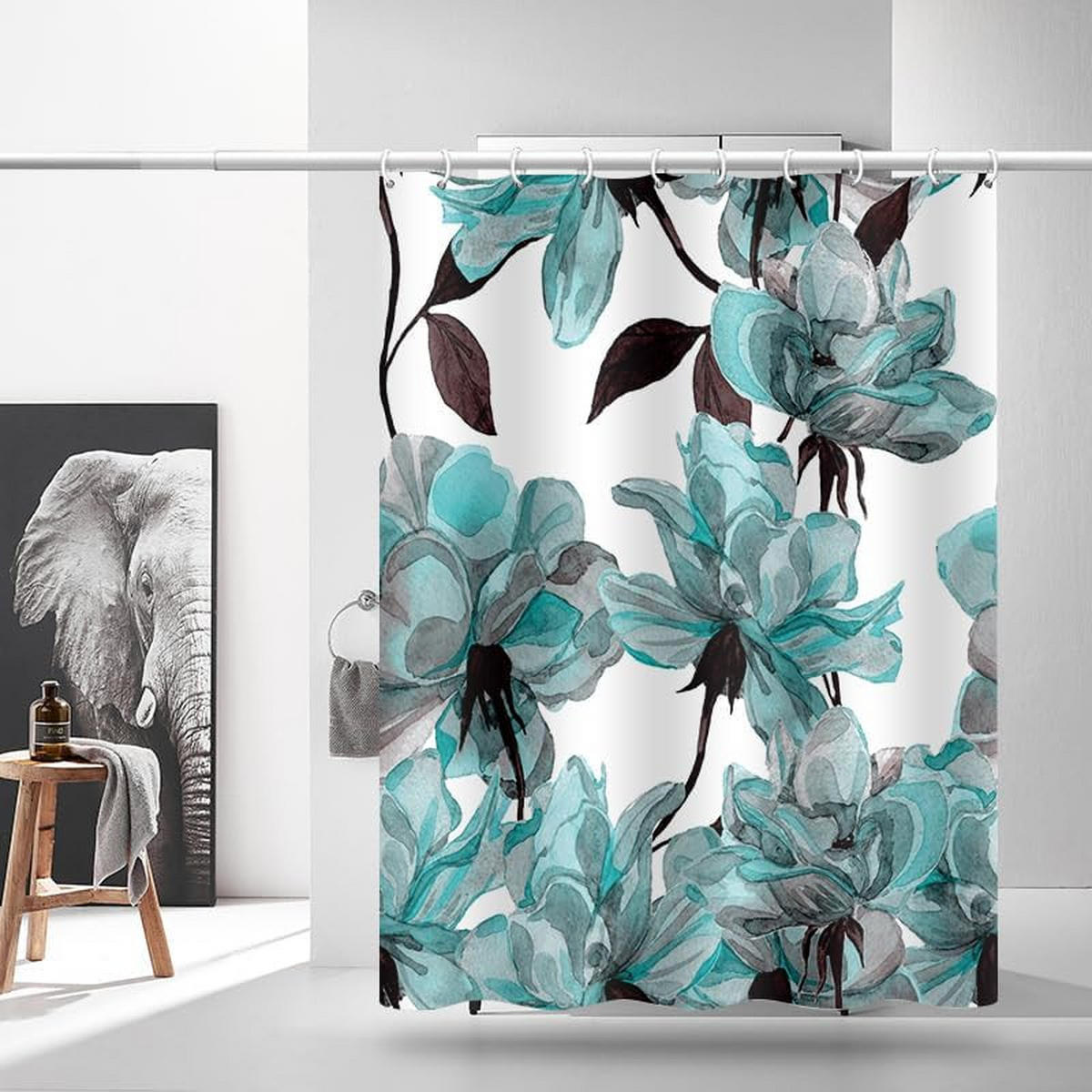 DUSCHVORHANG Polyester 3D maschinenwaschbar schimmelresistent wasserdicht mit Haken - Multicolor, Textil (180/180cm) - MCBOSON