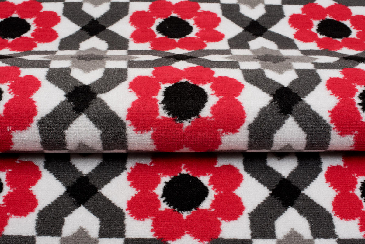 TEPPICH MAYA Rot Floral Mosaik Geometrisch 200/200 cm - Rot, Textil (200/200cm) - Tapiso