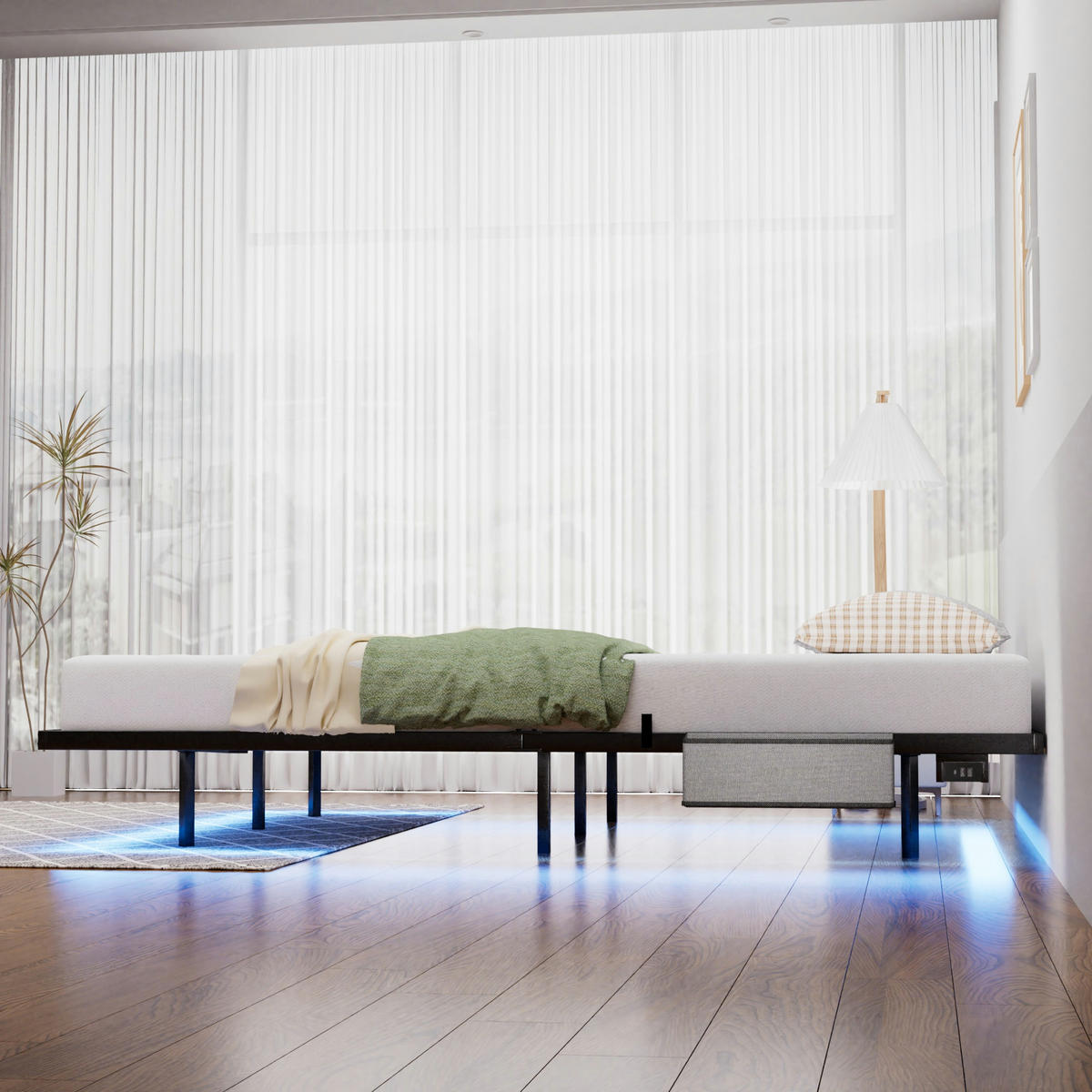 METALLBETT 160x200 cm LED schwarz - Schwarz, Metall (160/200cm) - LEBENLANG