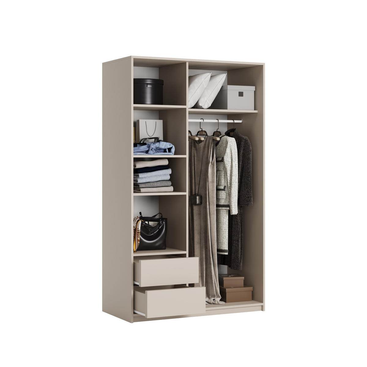 SCHWEBETÜRENSCHRANK VARO 120/205/60 cm 2-türig mit Spiegel Kaschmir - Kaschmir, Holzwerkstoff (120/205/60cm) - MASSENO