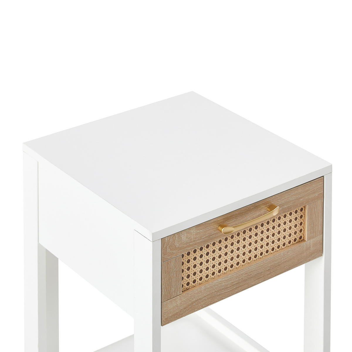 NACHTTISCH weiß rattan nachttisch mit schublade - Weiß, Holzwerkstoff (40/55/40cm) - Urban Meuble