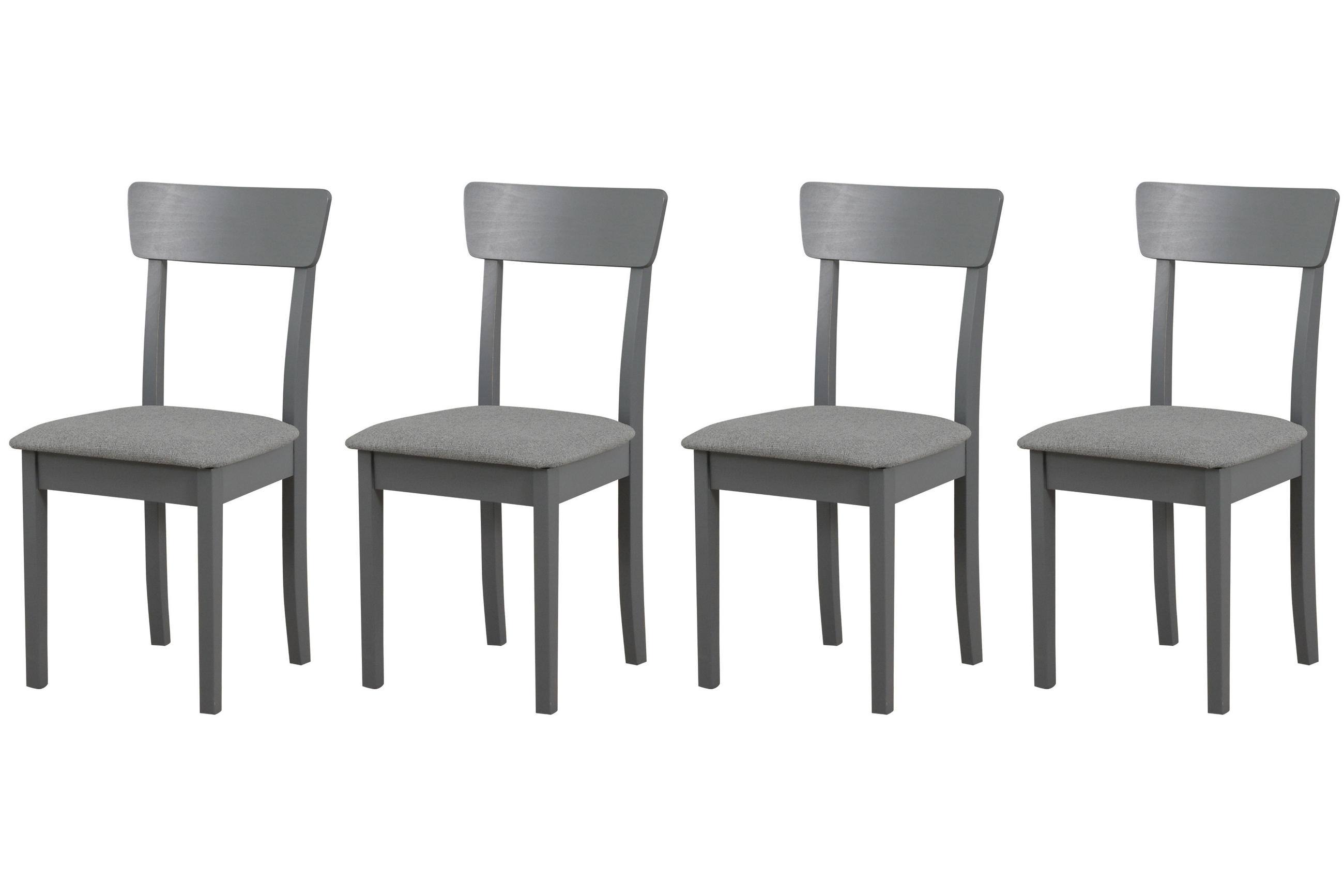 STUHL Hugo 1 (4er Set) - Graphitfarben/Nickelfarben, Holz (43/86/40cm) - Leaf Design