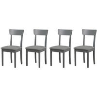 STUHL Hugo 1 (4er Set) - Graphitfarben/Nickelfarben, Holz (43/86/40cm) - Leaf Design
