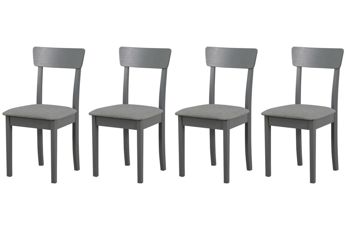 STUHL Hugo 1 (4er Set) - Graphitfarben/Nickelfarben, Holz (43/86/40cm) - Leaf Design