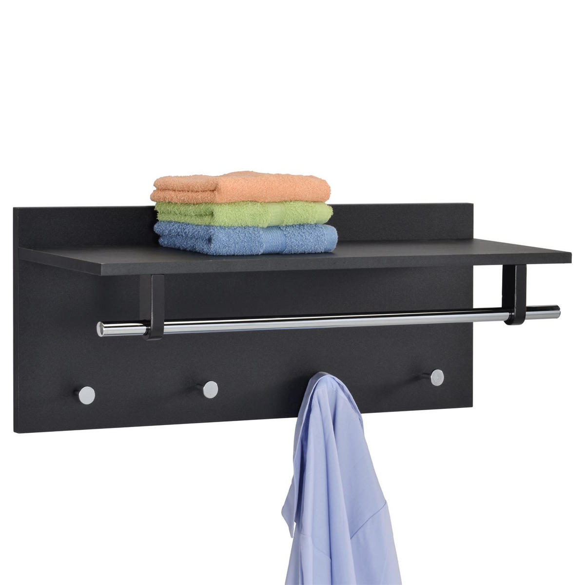 WANDGARDEROBE ULF - Schwarz, Holzwerkstoff (75/30/26cm) - IDIMEX