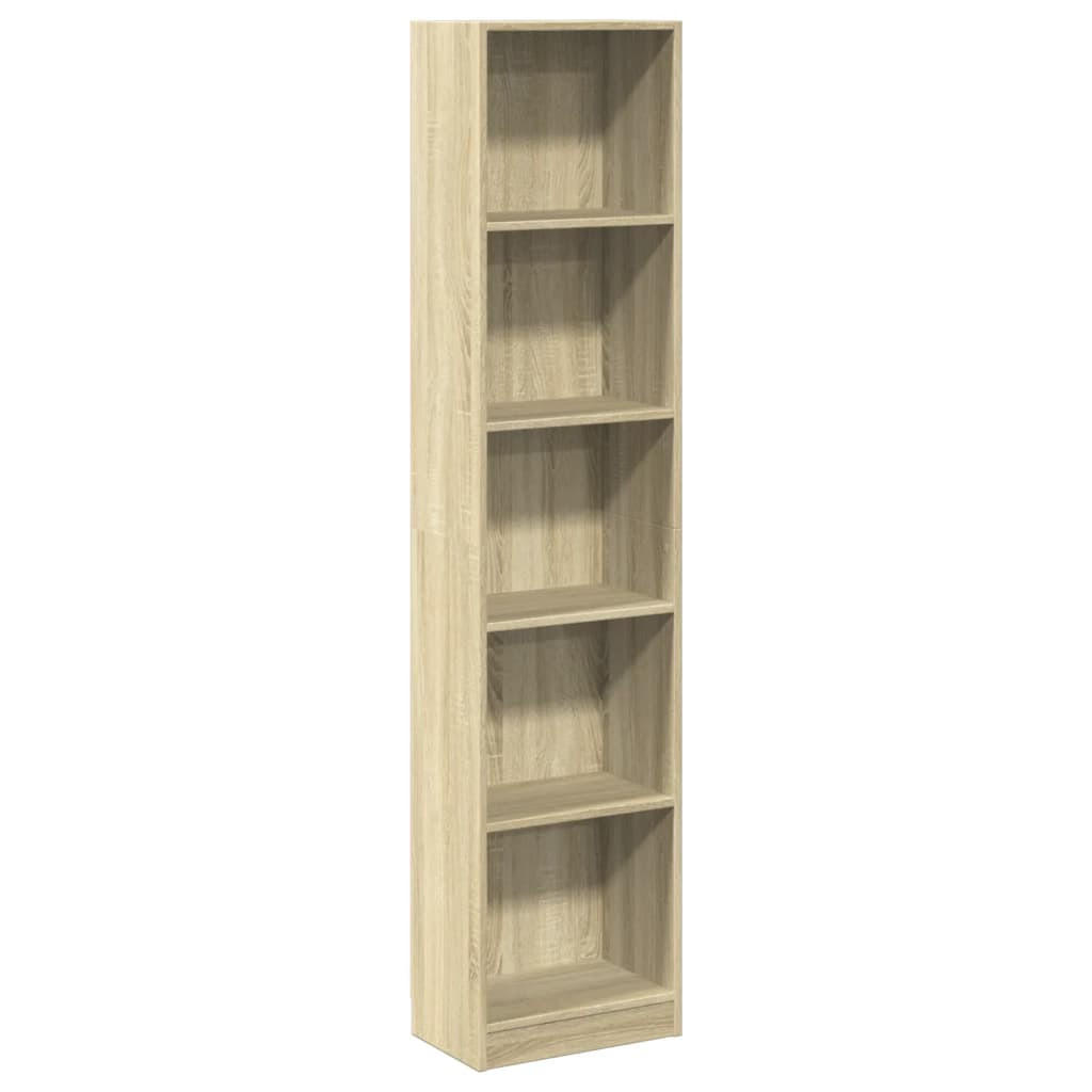 BÜCHERREGAL mit 5 Fächern 40/24/176 cm aus Holzwerkstoff Sonoma-Eiche Dekor - Sonoma Eiche, Holz (40/176/24cm) - vidaXL
