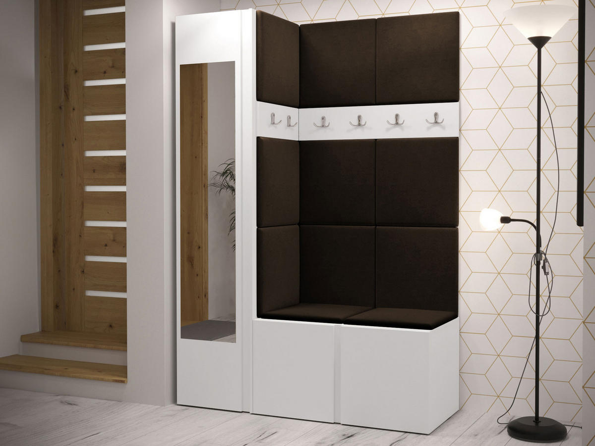 GARDEROBEN-SET Orion X - Weiß/Braun, Holzwerkstoff/Kunststoff (124/186/46cm) - MIRJAN24