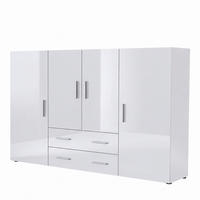 HIGHBOARD Nora Front in Weiß Hochglanz - Weiß Hochglanz, Holzwerkstoff (166/106/35cm) - Vladon