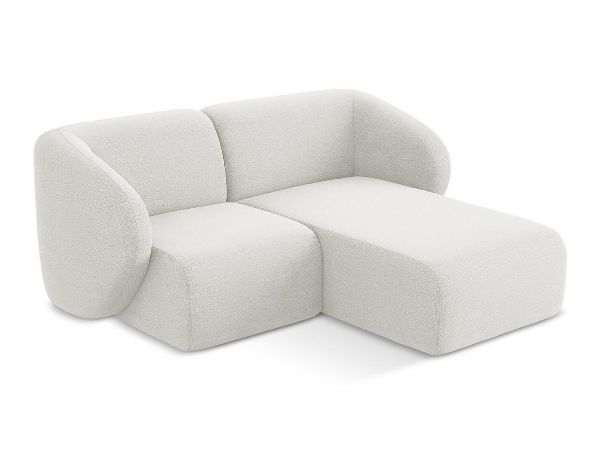 ECKSOFA Rechts Bouclé Stoff Weiß - Schwarz/Weiß, Holzwerkstoff/Kunststoff (178/166cm) - Makamii