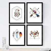 POSTER Set mit 4 Geometrische und bömische Formen A3 Rahmenlos - Klar, Papier (29.7/3cm) - Nacnic