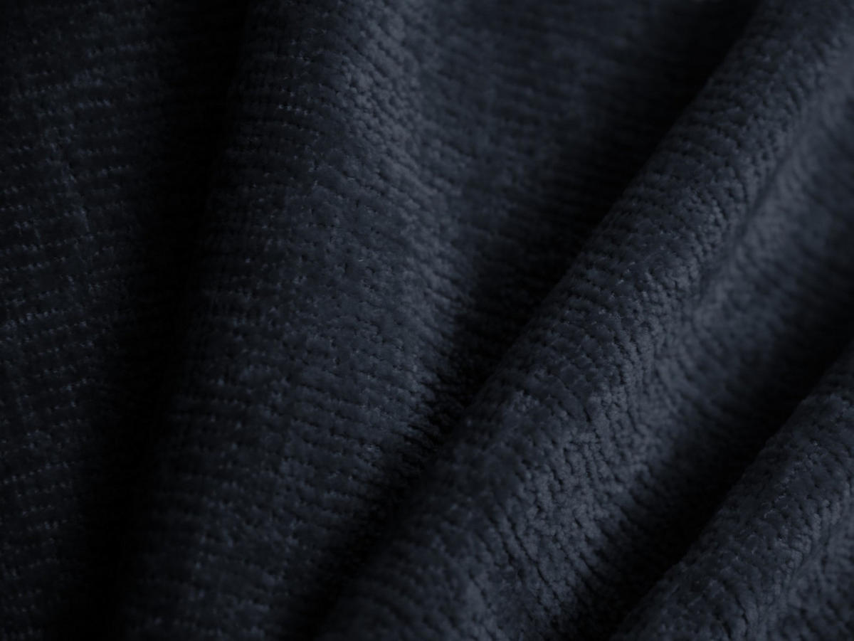 BETT mit Bettkasten und Kopfteil Kaelle aus Chenille-Stoff dunkelblau 200x200cm - Dunkelblau, Textil (200/200cm) - Micadoni