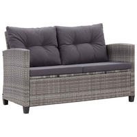 LOUNGESOFA mit Dunkelgrau Kissen und Armlehnen, 124/68/77 cm, aus Poly Rattan, Grau - Dunkelgrau, Naturmaterialien/Textil (68/77/124cm) - vidaXL