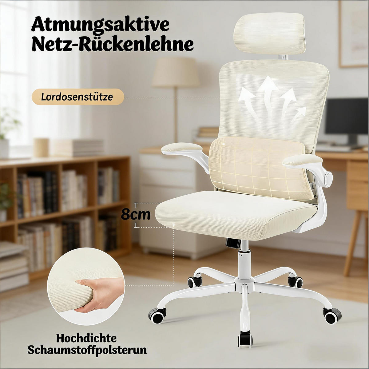BÜROSTUHL Beige 62/69,5/123,5 cm - Beige, Metall (67.5/123.5/62cm) - PANGIVO
