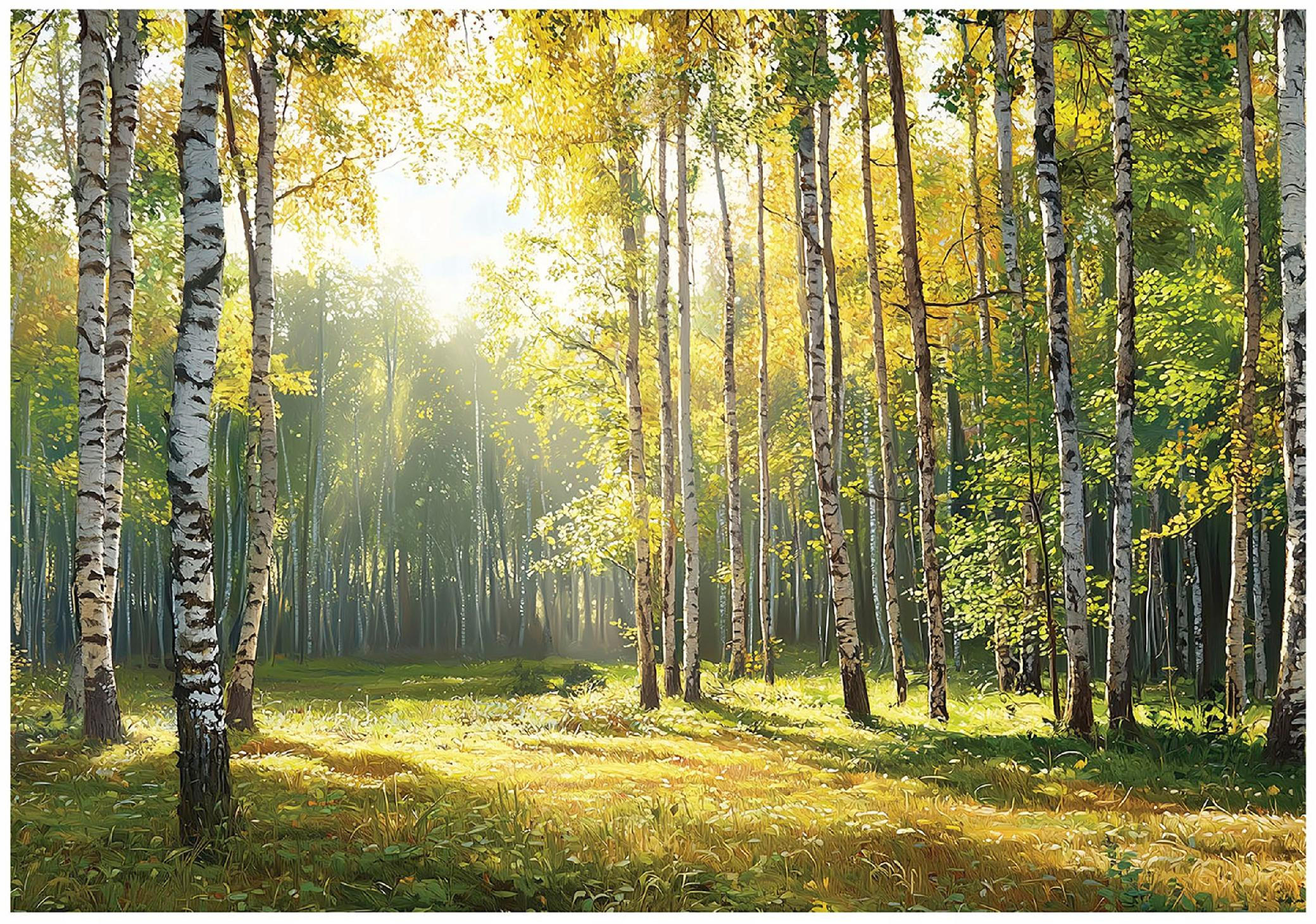 FOTOTAPETE 3D Effekt Wald Wohnzimmer 200x140 - Multicolor, Papier (200/140cm) - Wallarena
