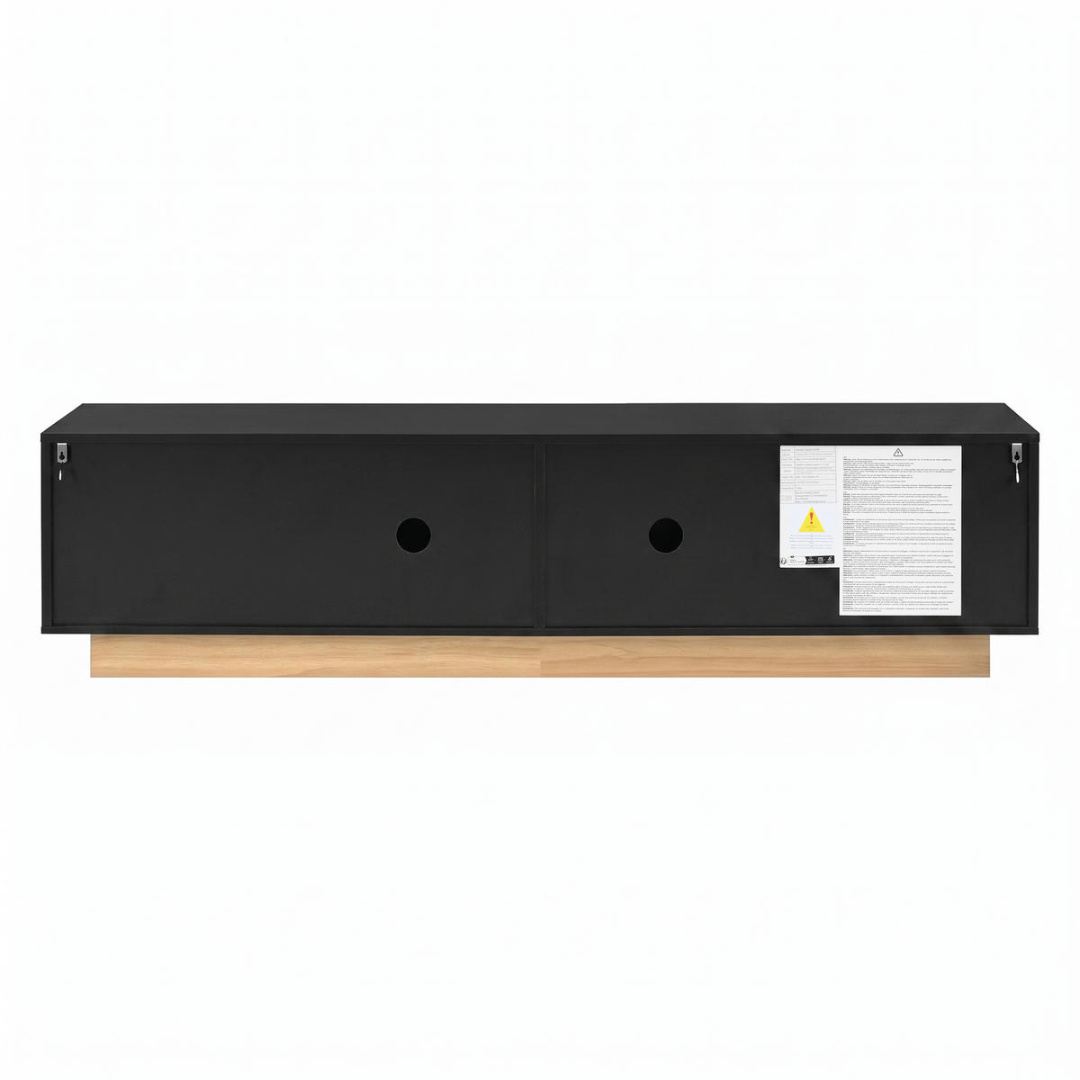 TV-LOWBOARD 170 x 38 x 42 cm, 4 Türen, 3D-Relieffront, Kabelmanagement, Schwarz - Schwarz, Holzwerkstoff (170/42/38cm)
