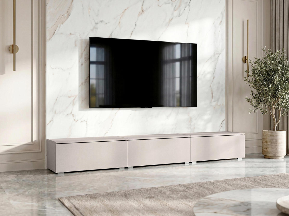 LOWBOARD Barvo 3x100 Beige Kaschmir 300/36,5/32 cm – hängend oder stehend - Beige, Holzwerkstoff/Kunststoff (300/36.5/32cm) - AX Living