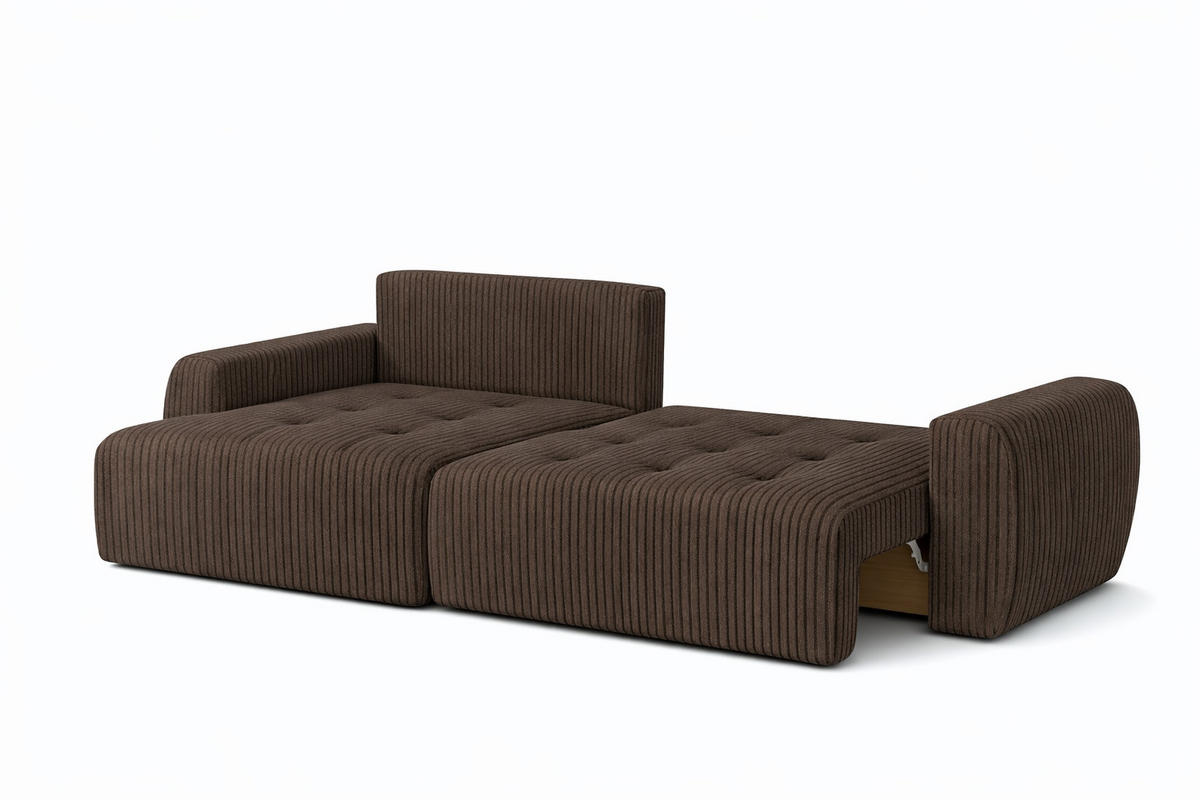 ECKSOFA Mit Schlaffunktion Und Bettkasten L-Form Ivo L, Cordstoff Poso, Braun, Links - Braun, Holz (250/142cm) - Kaiser Möbel