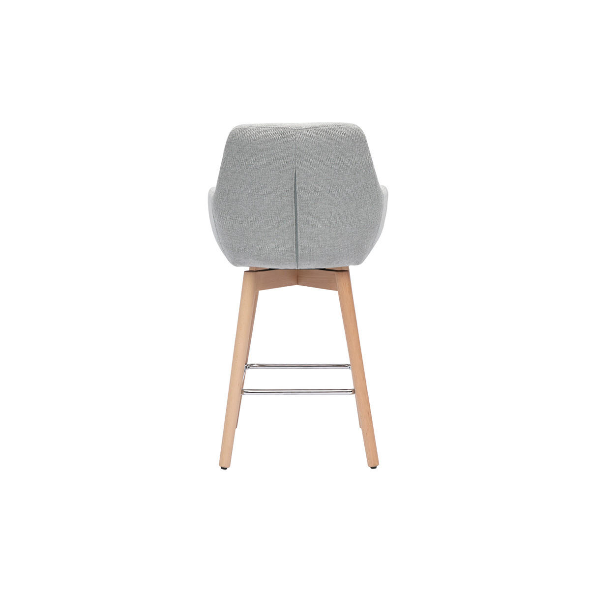 SKANDINAVISCHE Barhocker mit 360° drehbarem Sitz in hellgrauem Samt-Effekt Stoff und hellem Holz H65 cm (2er-Set) ALESS - Grau, Textil (54/94/53cm) - Miliboo
