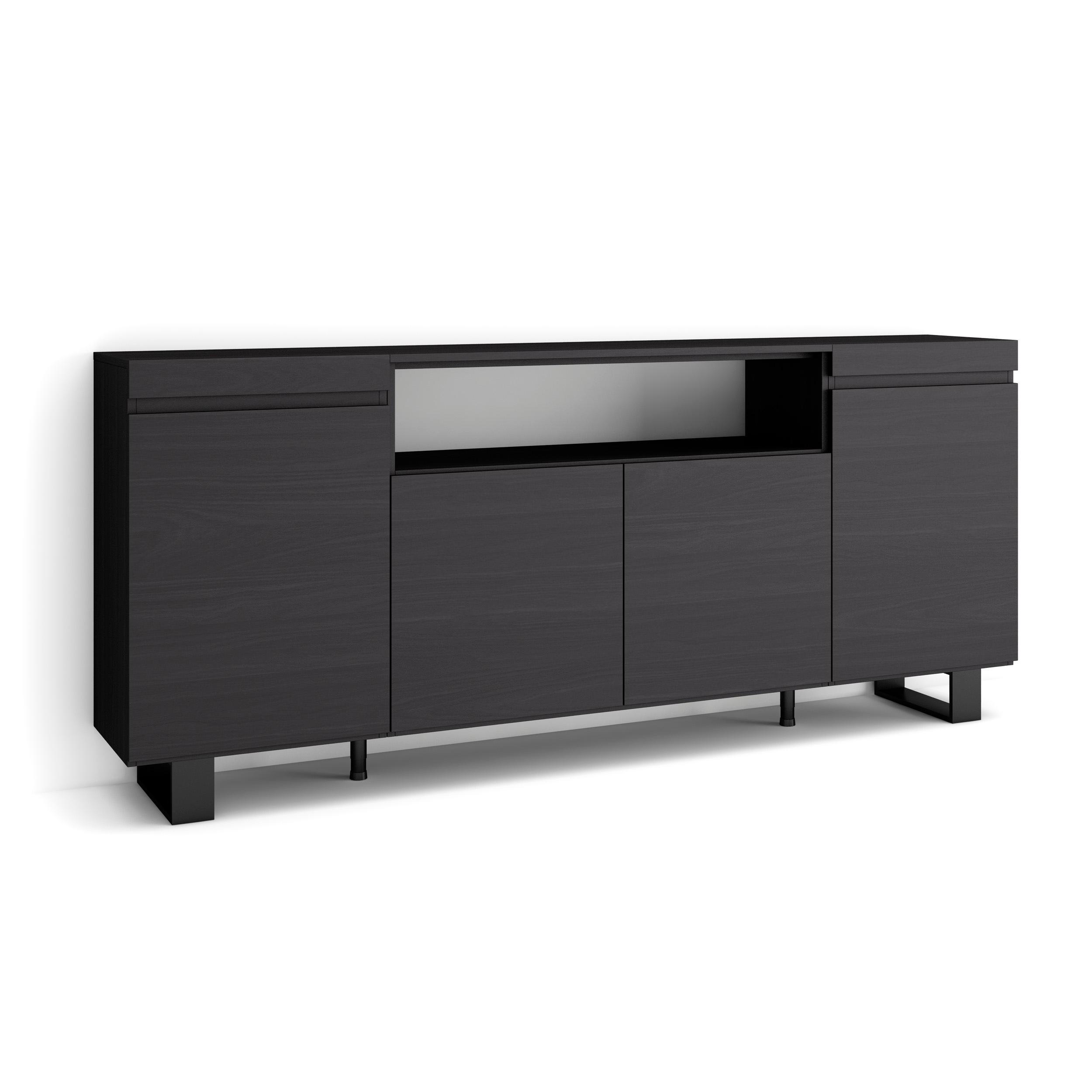 Skraut Home Sideboard Schwarz 200x87x35 cm