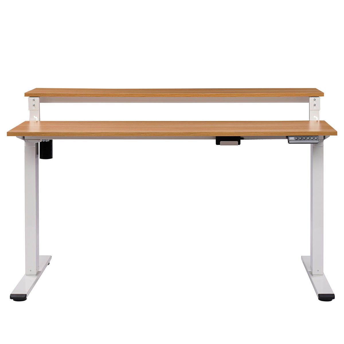 SCHREIBTISCH - Höhenverstellbar - Eiche Dekor / Weiß - Braun/Weiß, Holzwerkstoff/Metall (40/140/73cm) - home24