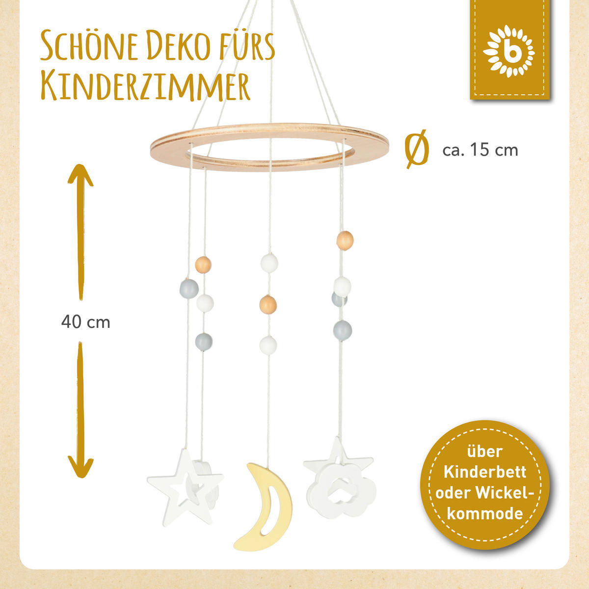 MOBILE Holz Sternenhimmel - ab Geburt - Weiß, Holz (14.8/14.8cm) - Bieco Spielwaren